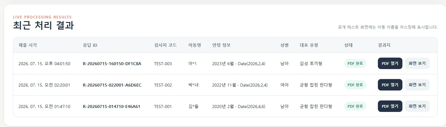 유아동 기질검사 채점·PDF 자동화 구현 화면 5