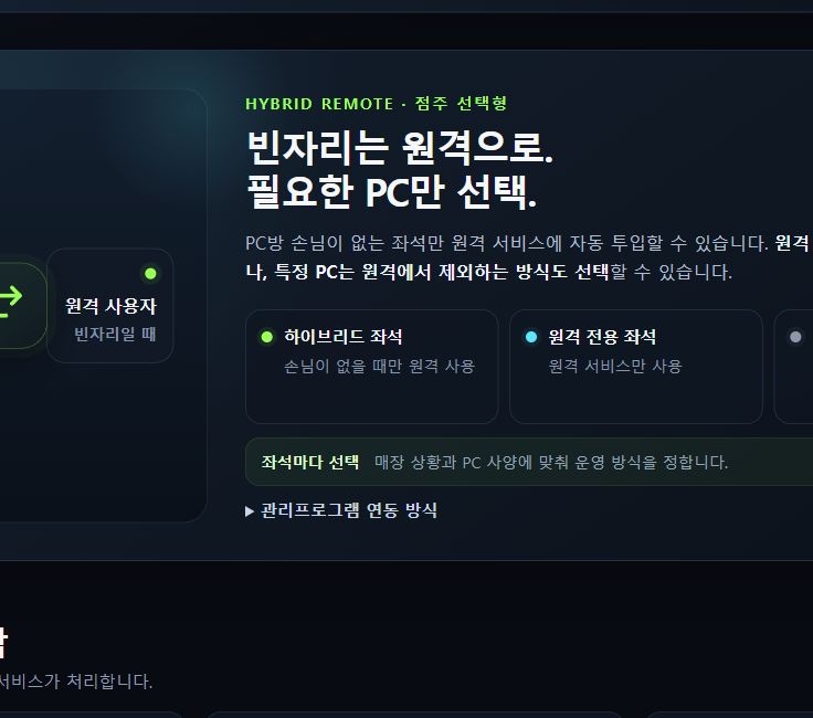 PC방 유휴 좌석 자동 배정·원격 이용 플랫폼 구현 화면 2