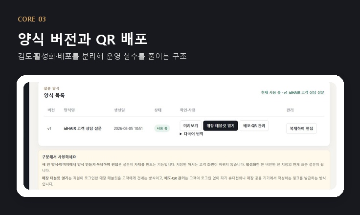 미용실 100개 지점 고객 설문 디지털화 및 데이터 관리 시스템 구현 화면 3